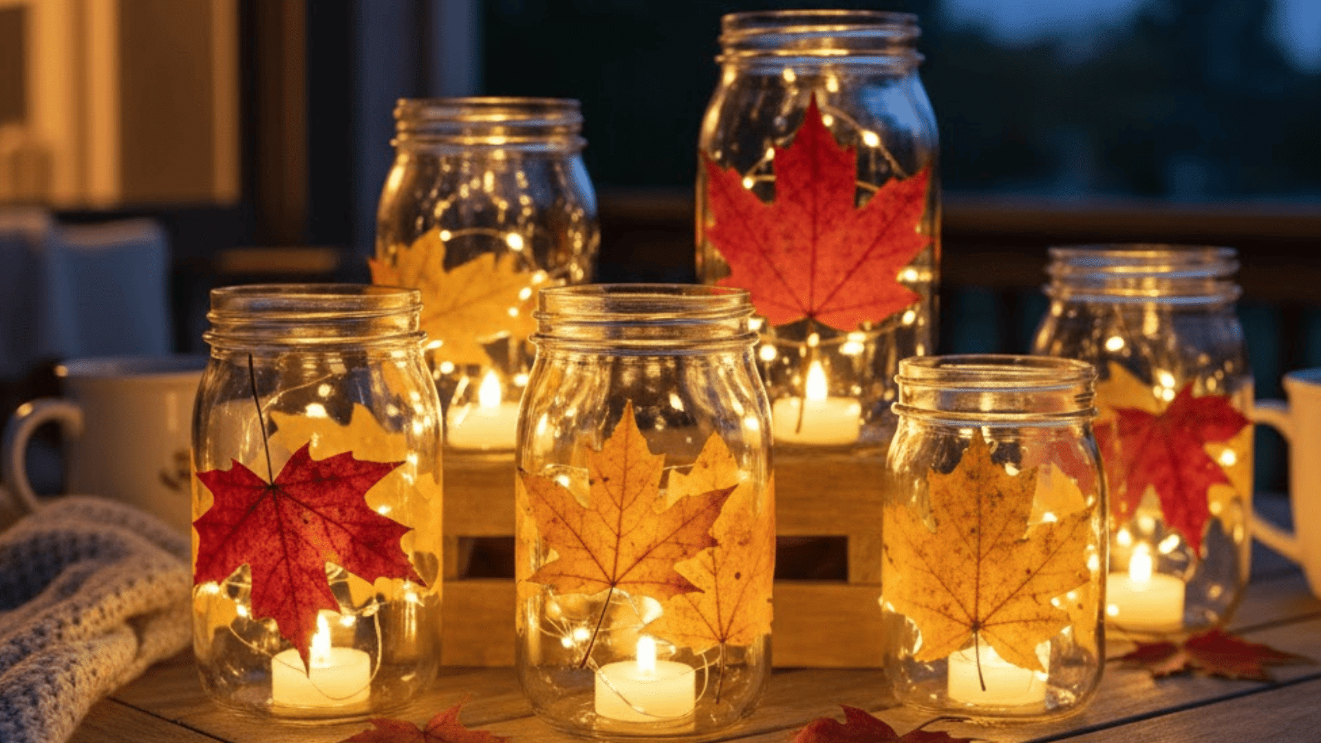 Mason Jar Leaf Lanterns