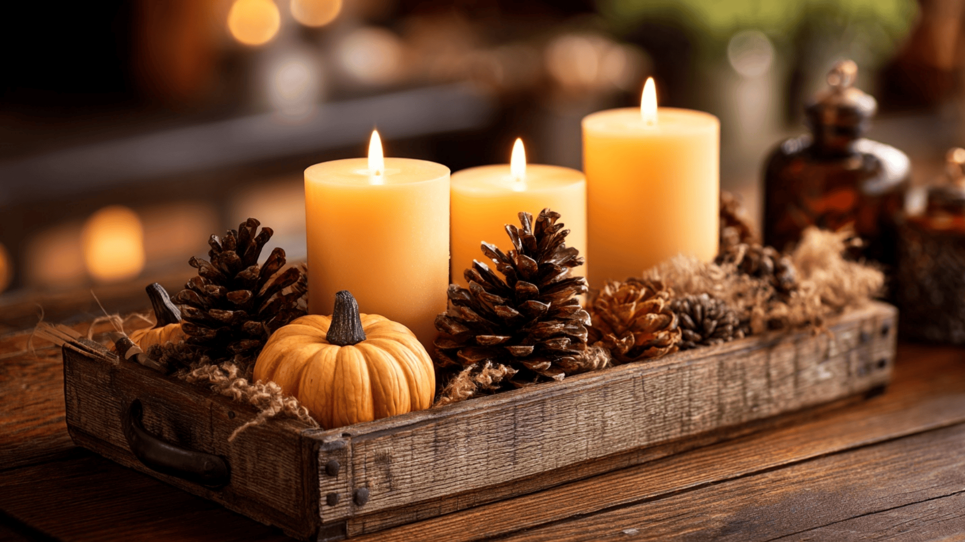 Rustic Candle Tray Centerpiece