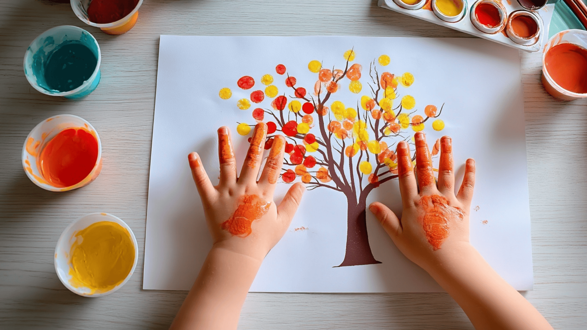 fall tree finger art 