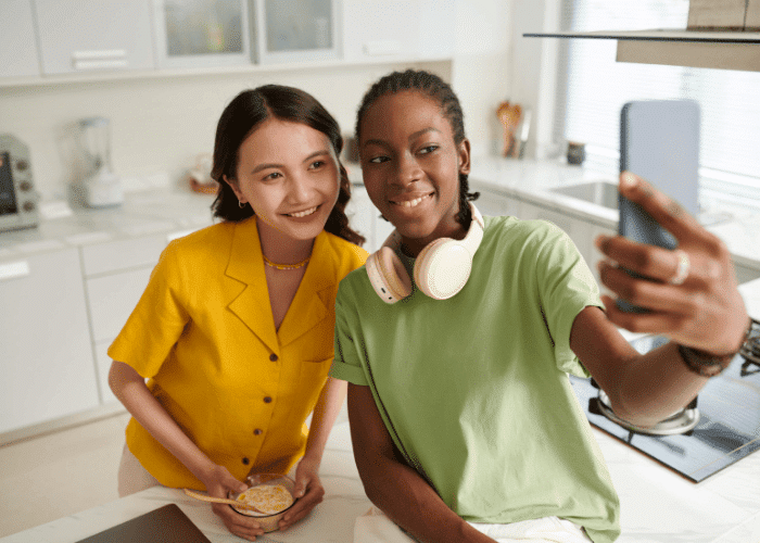 Two Female Roommates Taking Selfie