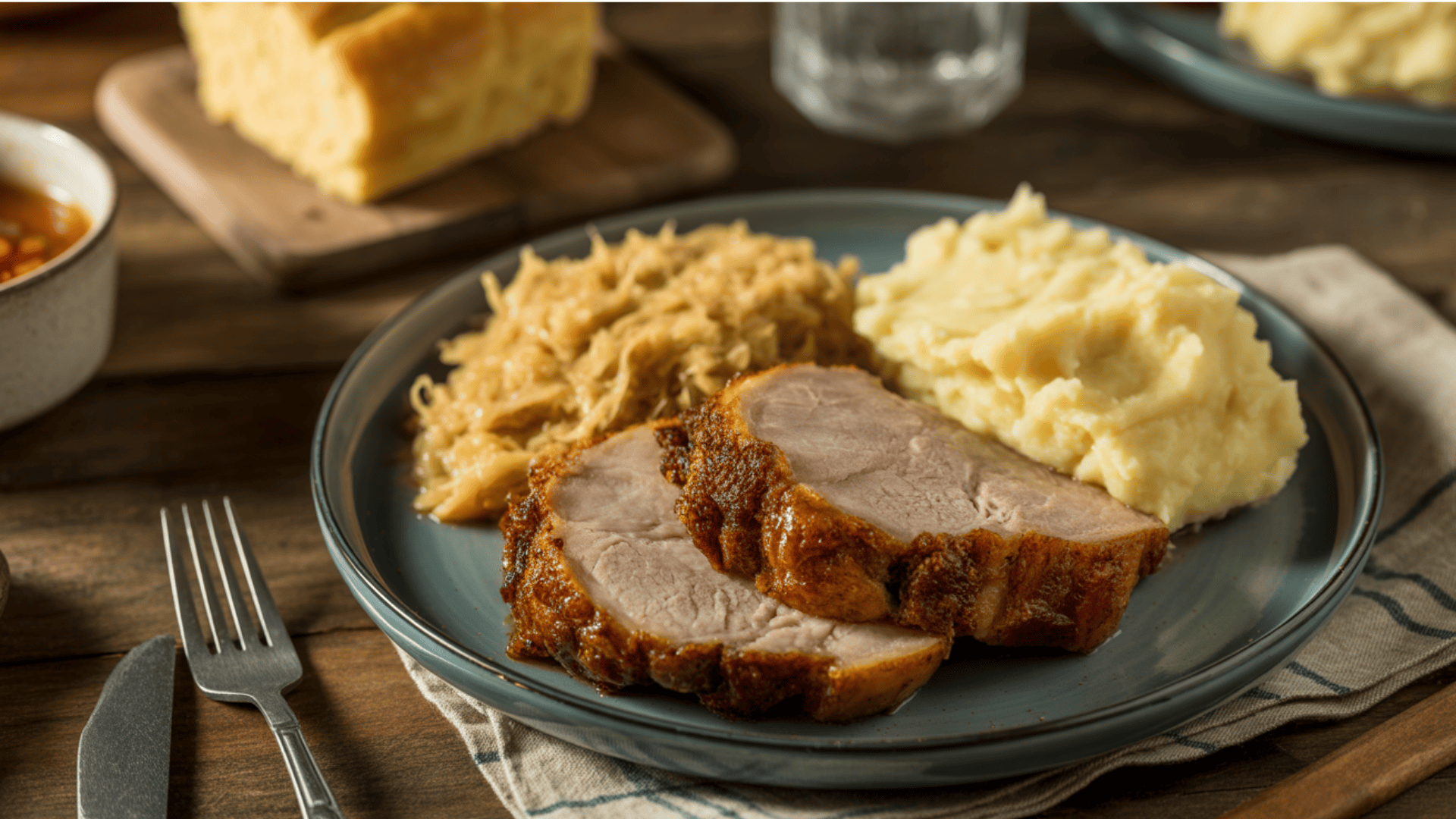 eating pork and sauerkraut