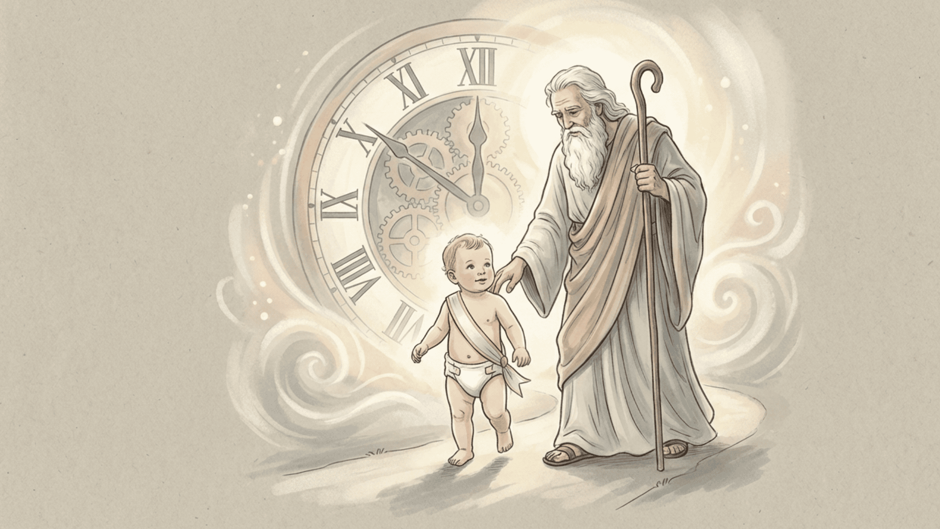 why father time and the baby new year appear together