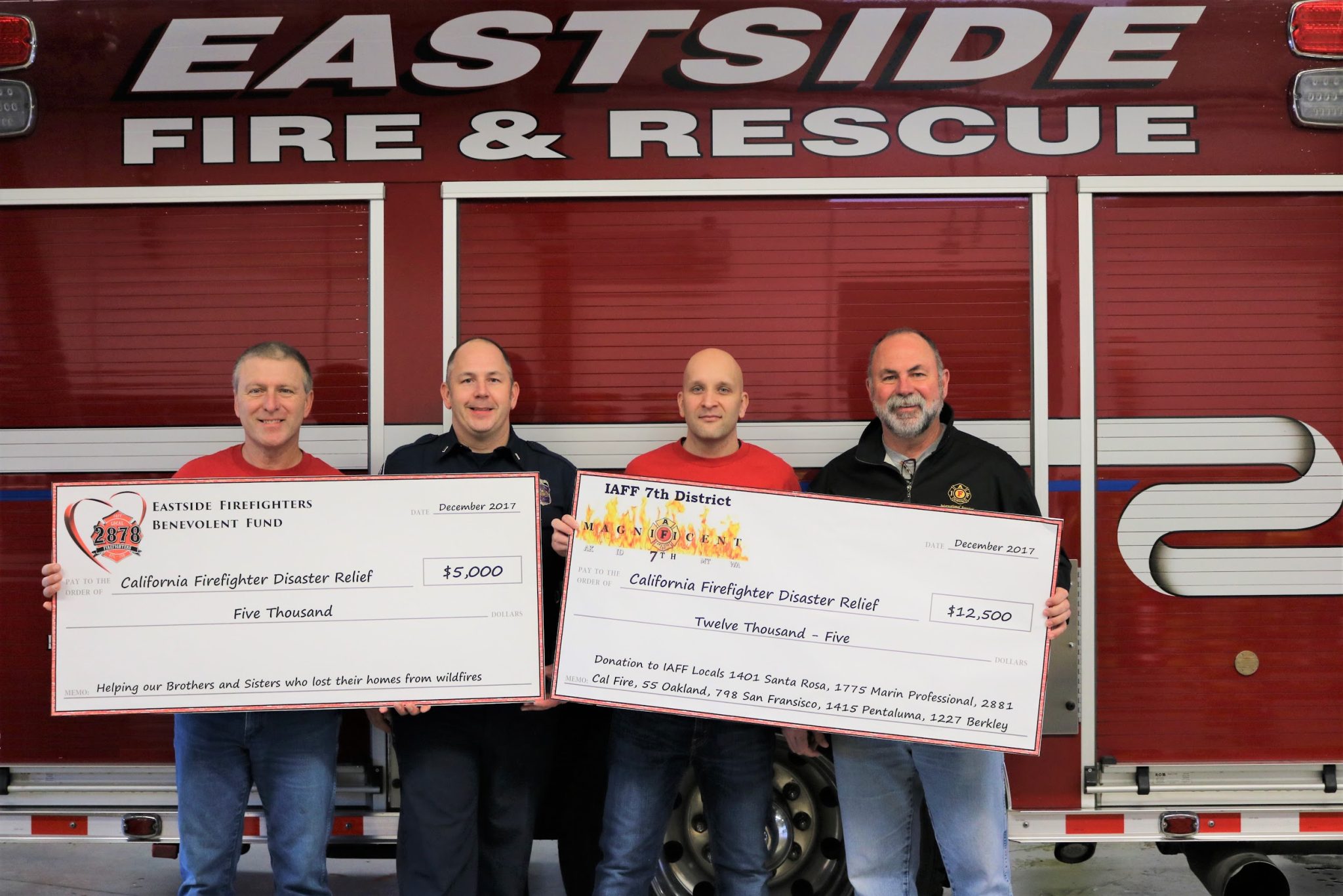 "(2017) After responding to the devastating Tubbs wildfire in Sonoma County, California, Dahlquist organized a fundraiser for Bay Area firefighters who lost their homes while they were fighting the fast moving wildfire. With the support of Dahlquist's IAFF Local 2878, Washington State Council of Firefighters, and the IAFF 7th District Unions, Dahlquist helped raise over $17,000 from individual firefighter donations"