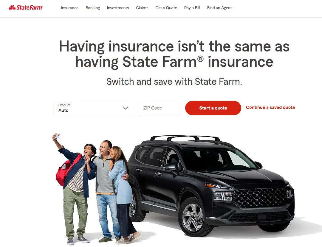 Three people taking a selfie next to a parked black SUV in a studio setting