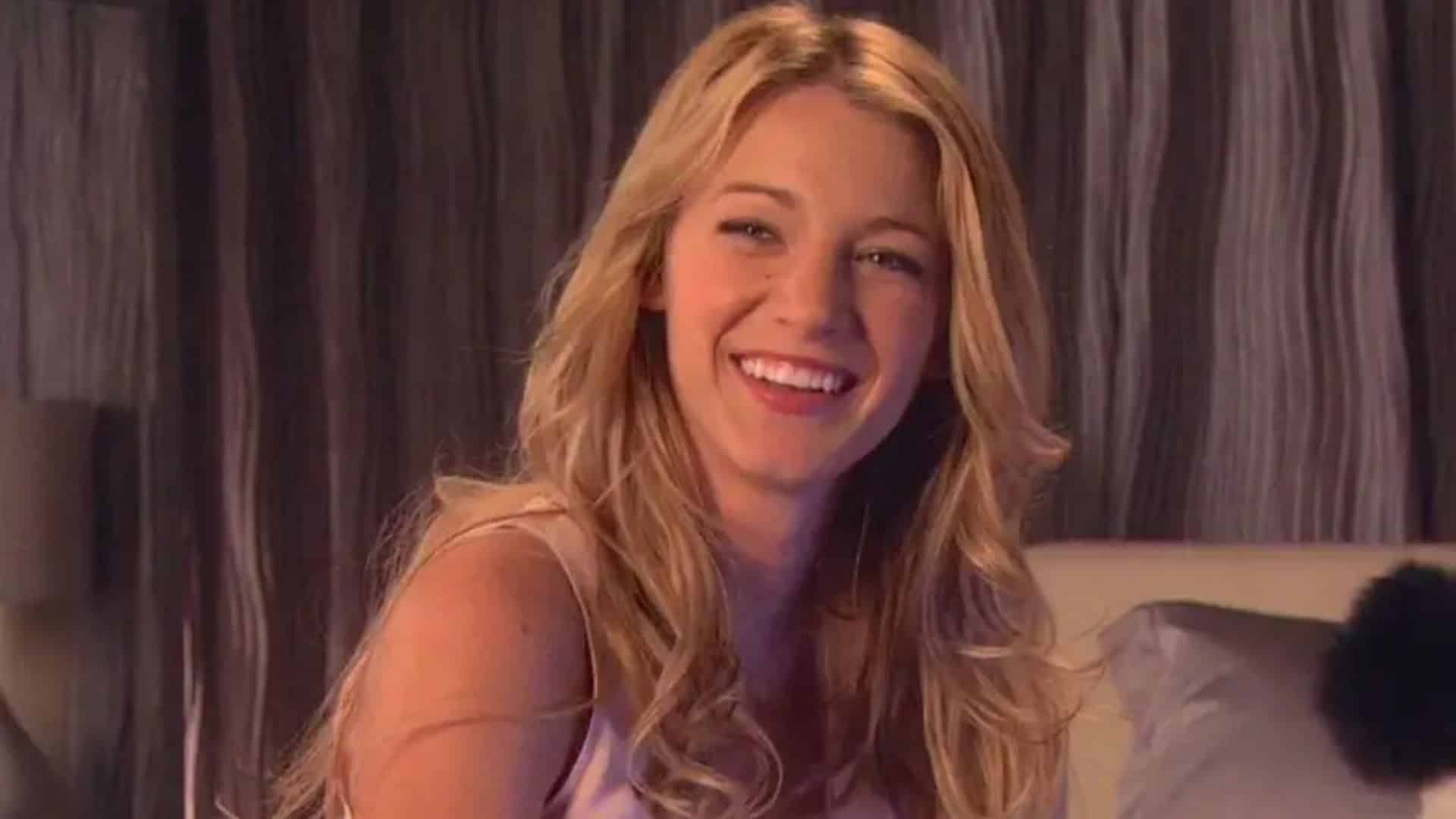 Blake Lively smiling during her Gossip Girl years with long blonde hair and a youthful look