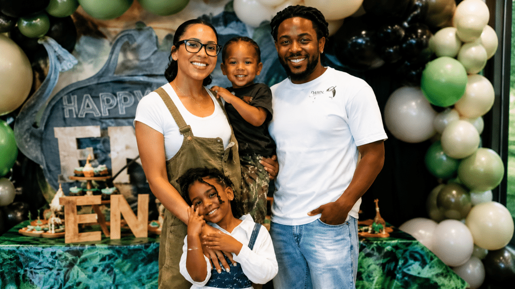Kendrick Lamar with Whitney Alford and their two children