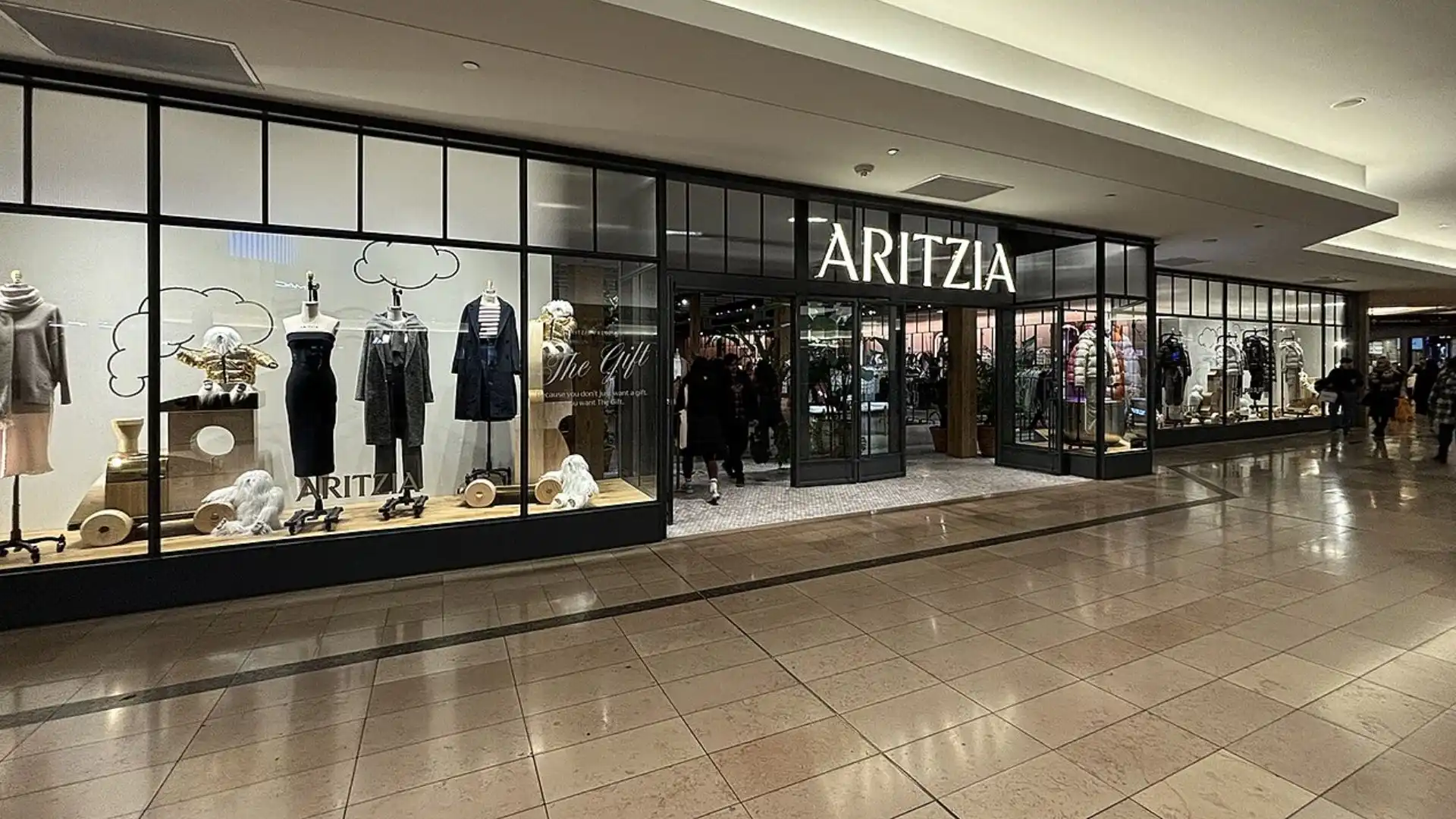 Aritzia storefront in a mall.