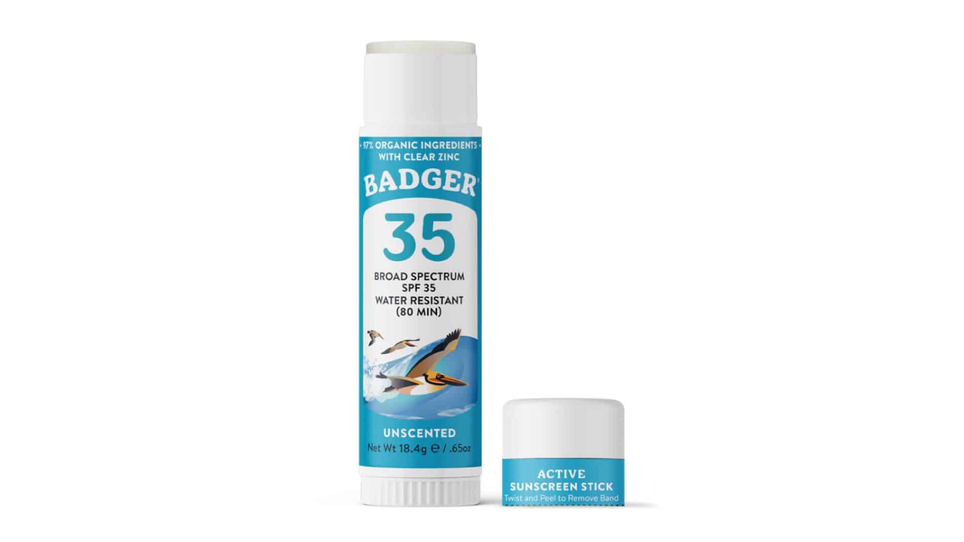Badger SPF 35 unscented water-resistant broad spectrum sunscreen stick