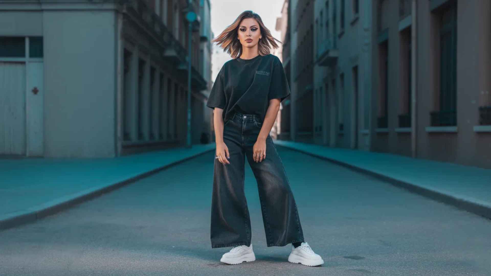 Band Tee With Baggy Jeans