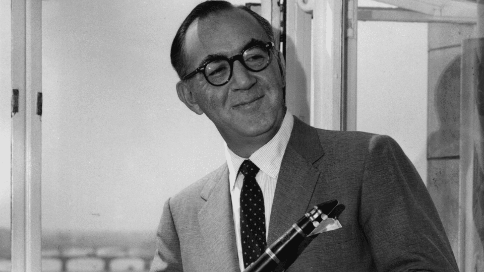 Benny Goodman playing an instrument