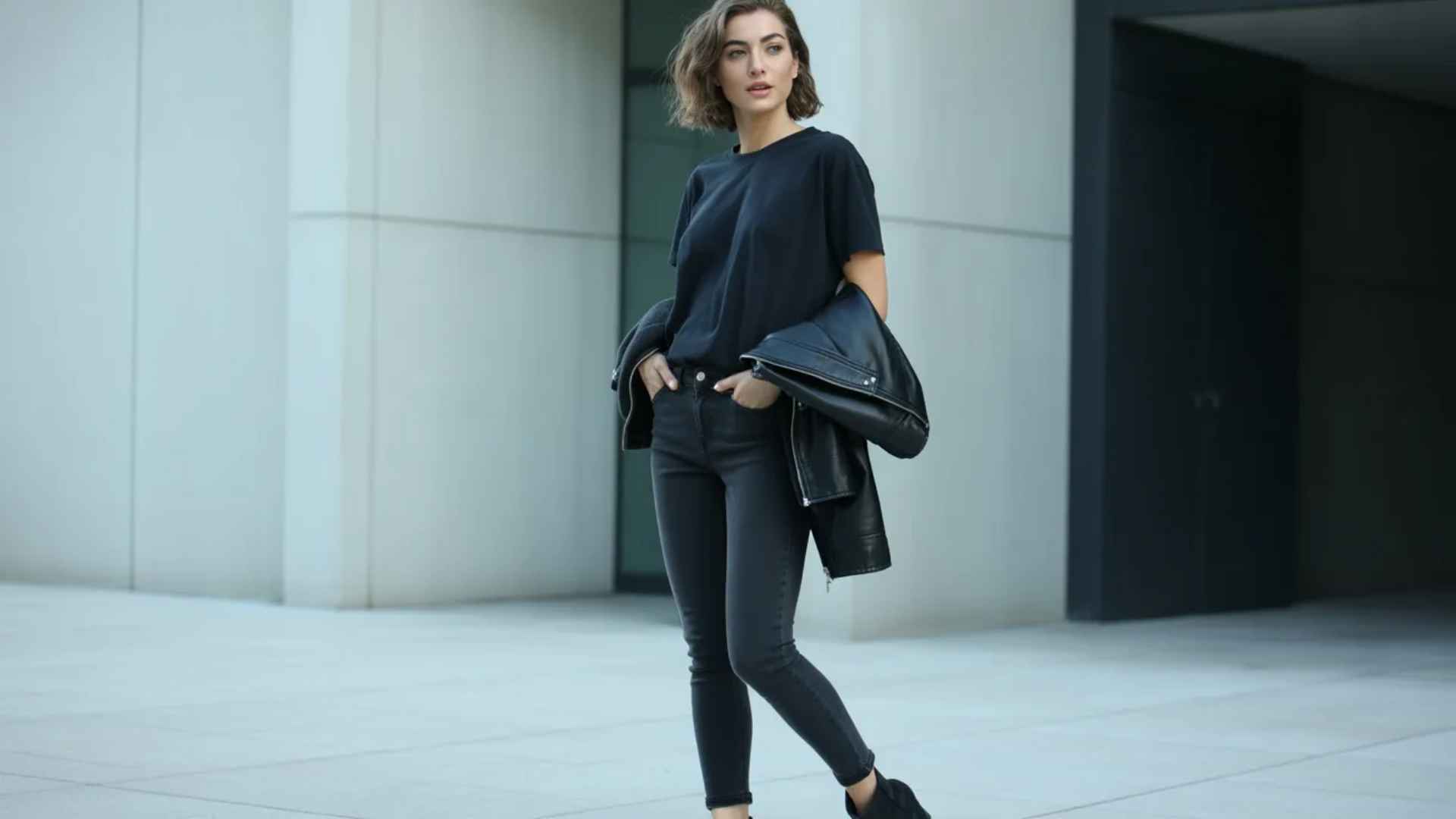 Black Oversized Tee With Skinny Jeans