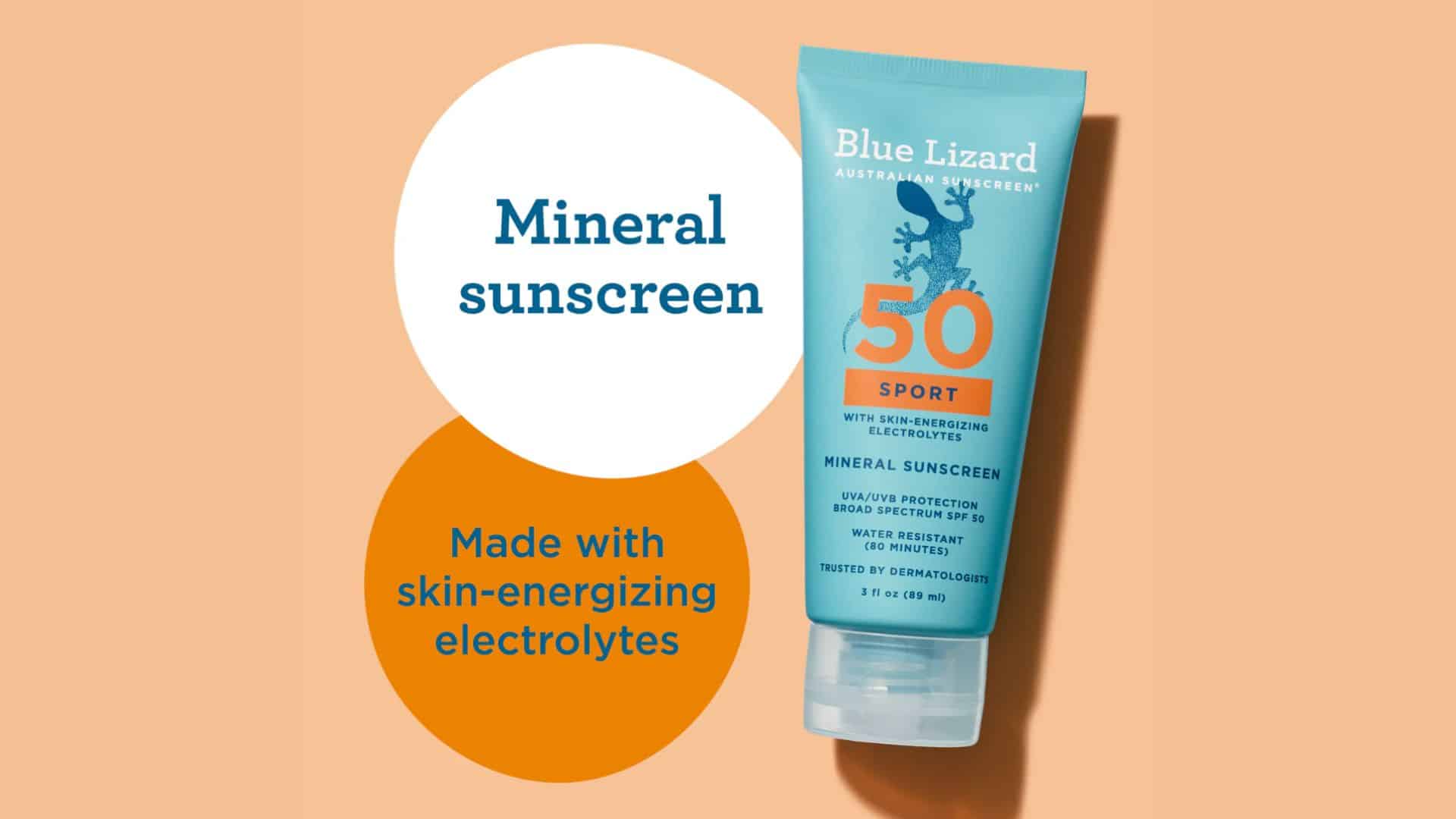 Blue Lizard SPF 50 mineral sport sunscreen tube