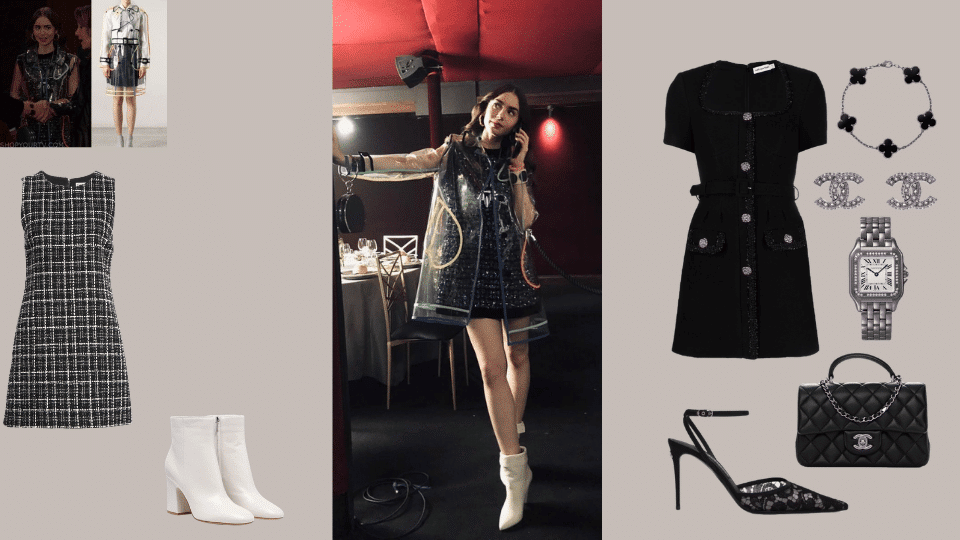 Clear Raincoat Over a Black Dress