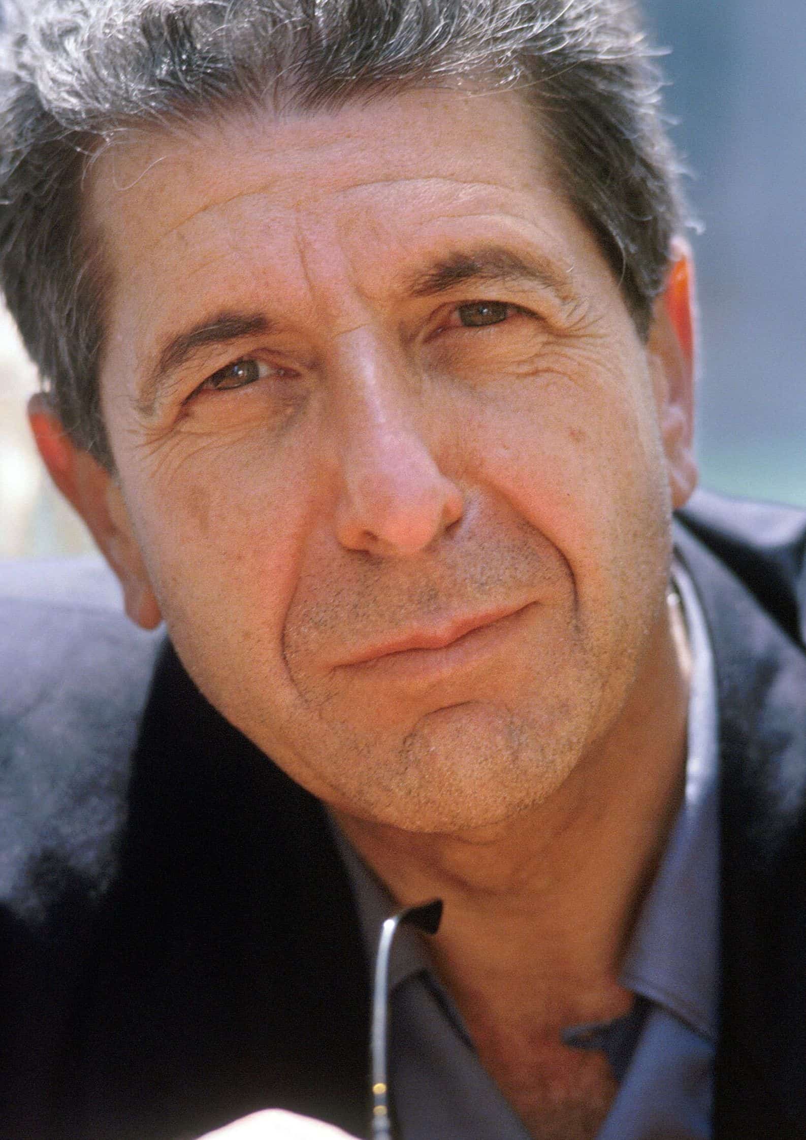 Close-up portrait photograph of Leonard Cohen, Canadian Jewish singer, poet, and novelist known for his reflective lyrics and song Hallelujah (1)