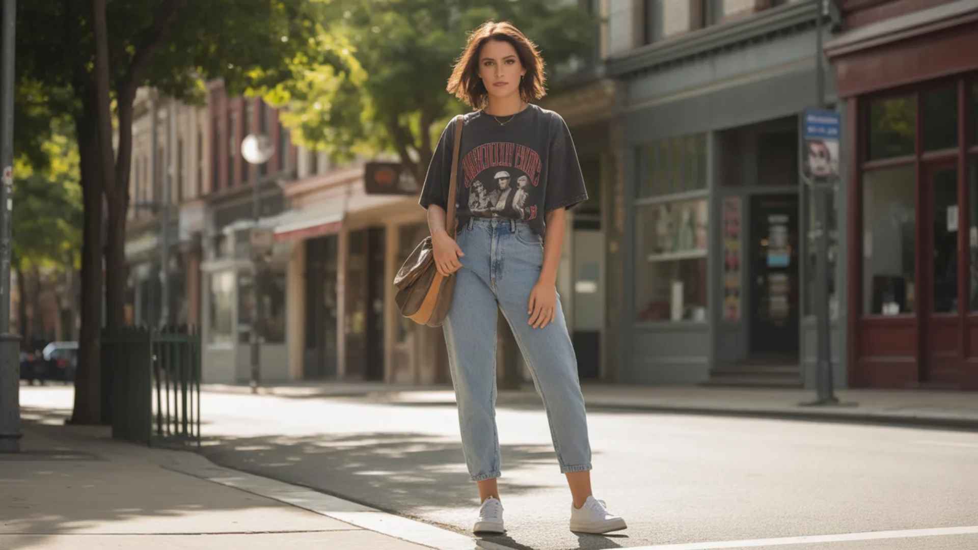 Graphic Tee With Mom Jeans