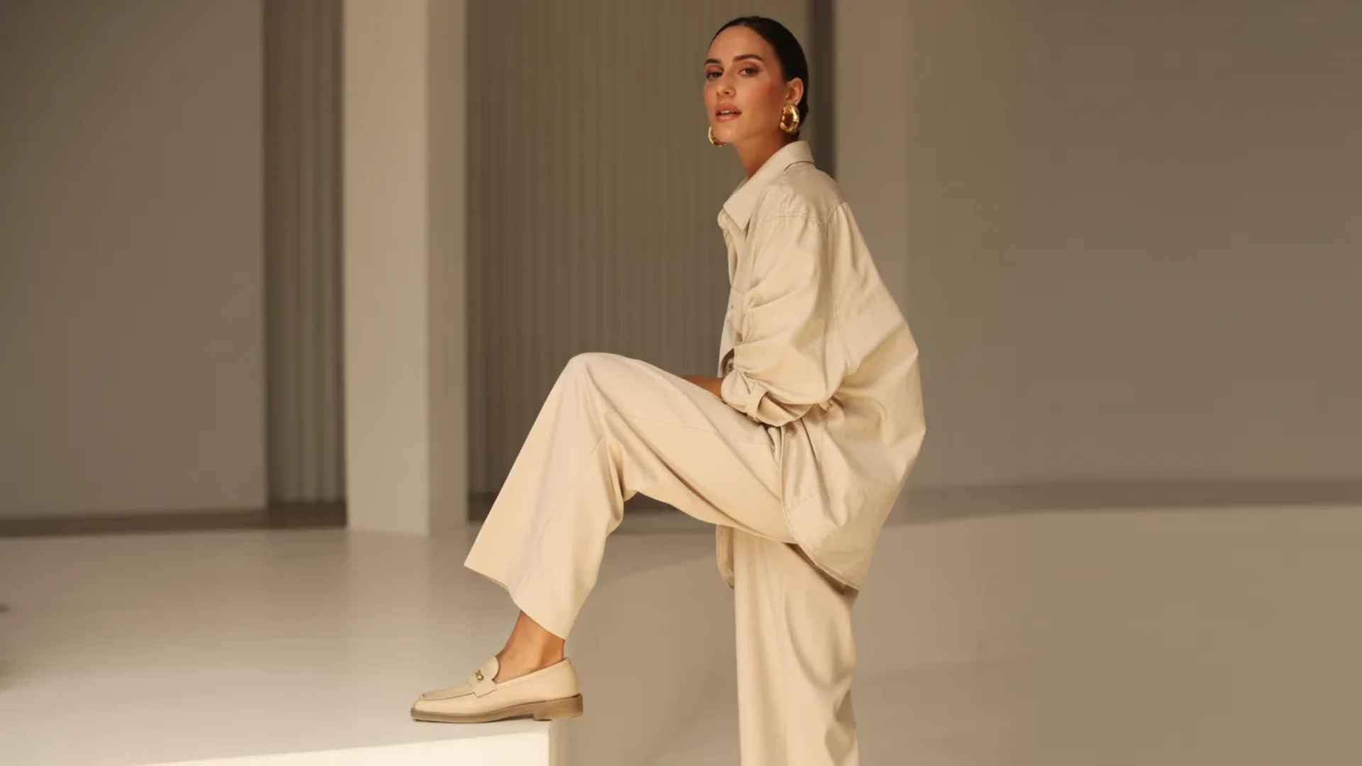 Half-Tucked Shirt With Wide-Leg Trousers