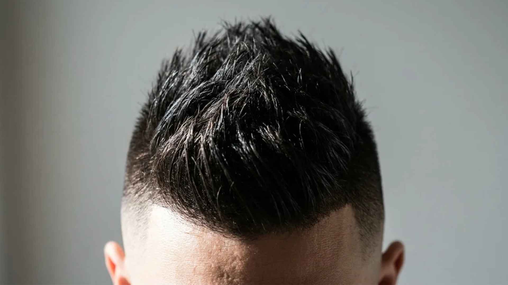 Bold faux hawk strip rising above a high skin fade with dramatic shaved sides.