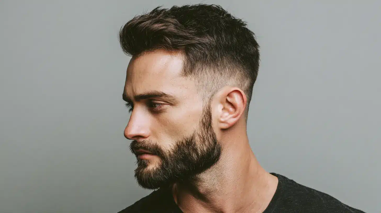 Man with classic skin fade haircut, clean sides and back.