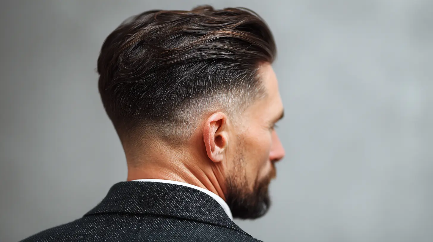 Man with subtle skin fade haircut and tapered back.