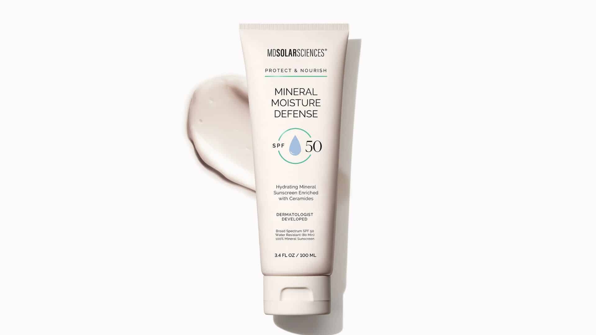 MDSolarSciences Mineral Moisture Defense SPF 50 mineral sunscreen tube