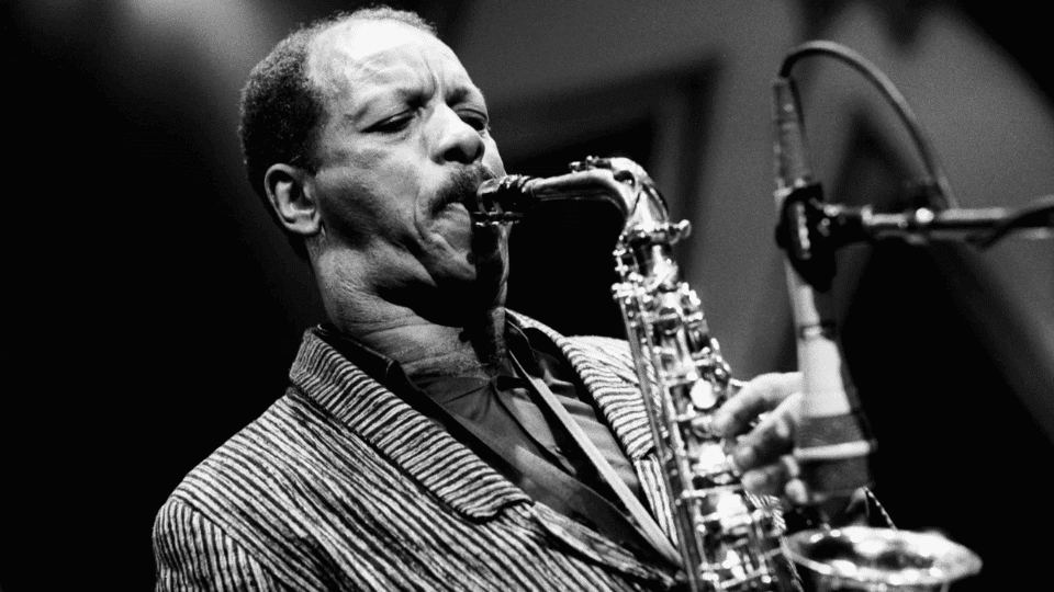 Ornette Coleman playing sexophone