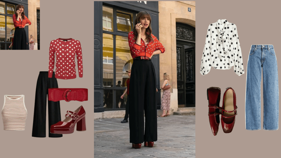 _Polka Dot Power Sleeve Blouse