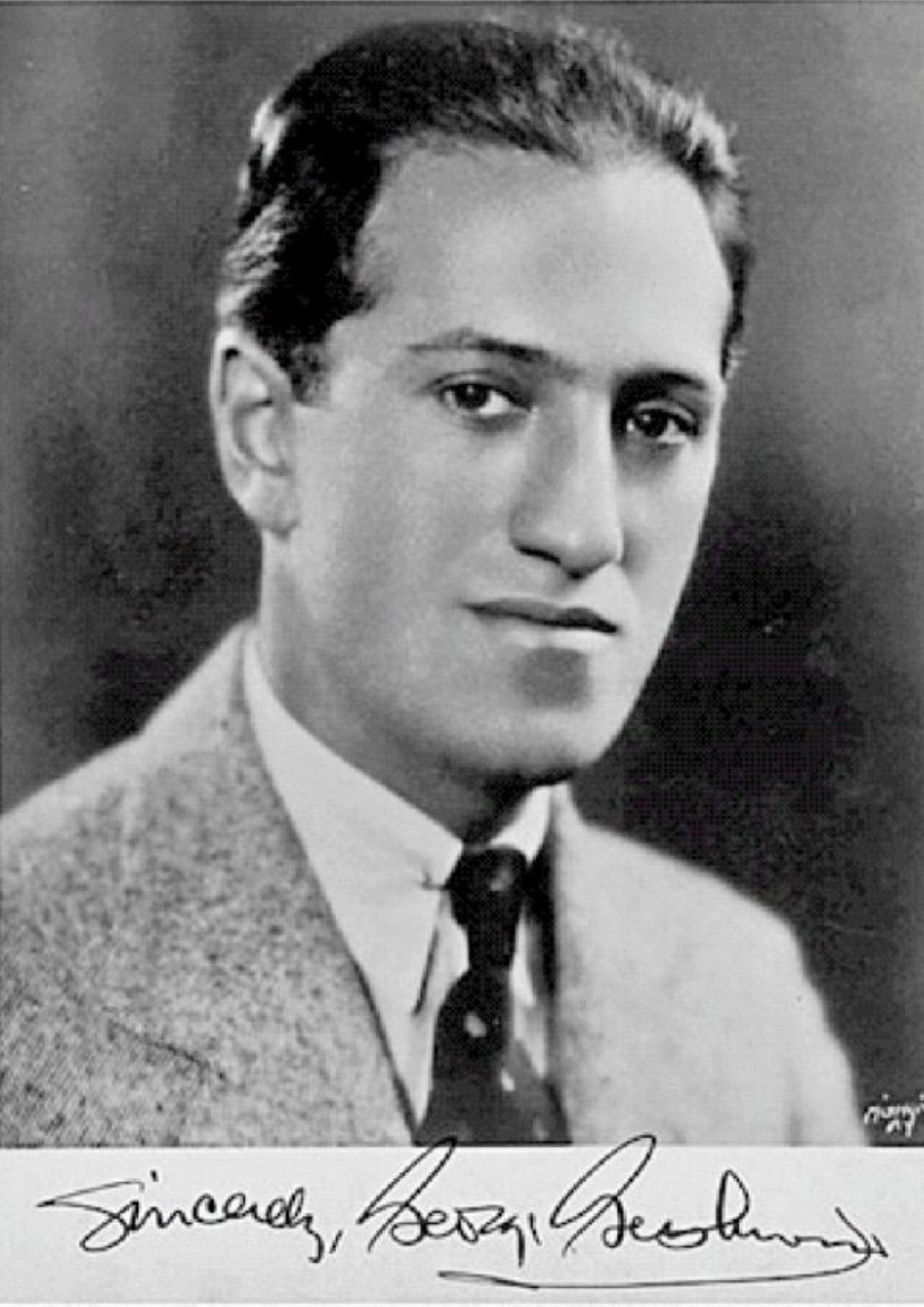 Signed black and white portrait photograph of George Gershwin, American Jewish composer known for Rhapsody in Blue and Porgy and Bess (1)