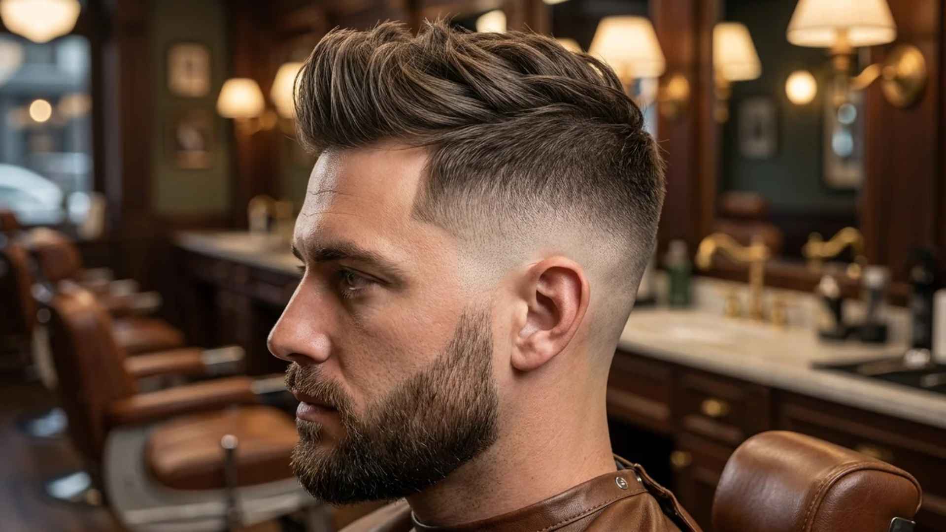 Seamless beard-to-skin fade blend showcasing gradient from full beard to shaved scalp.