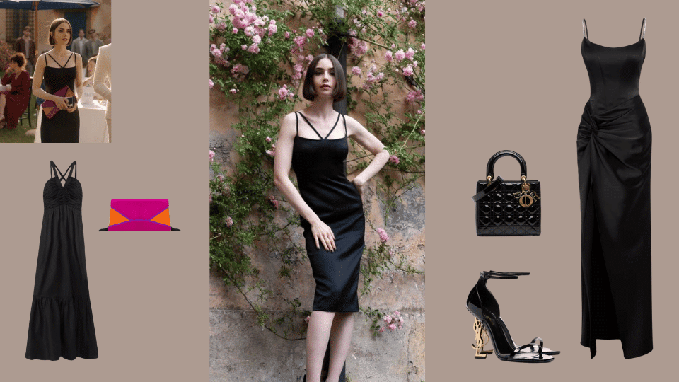 Strappy Black Dress + Colorful Clutch