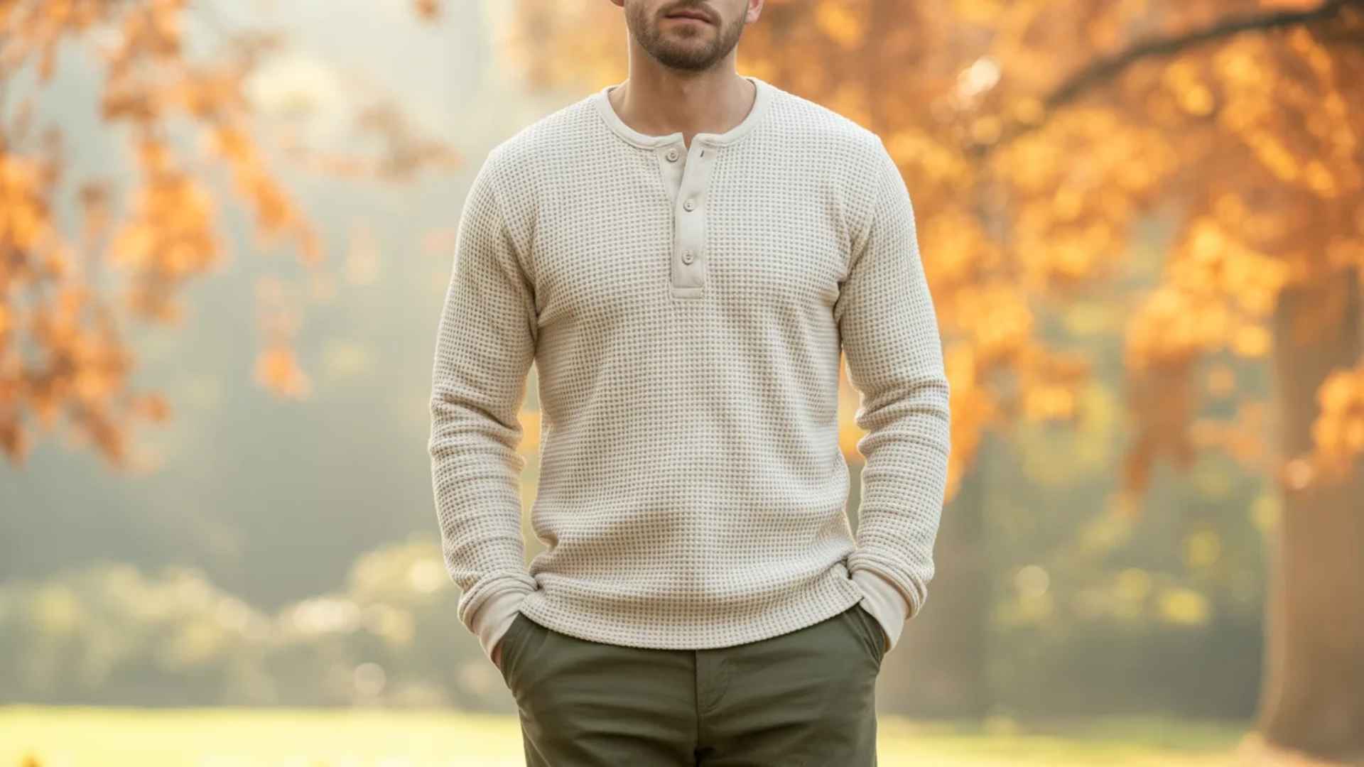 Thermal Waffle-Knit Henley Shirt