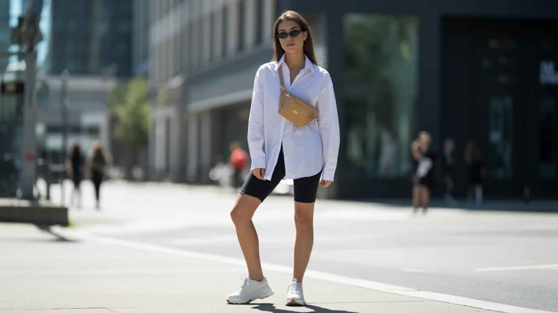 White Oversized Shirt With Biker Shorts