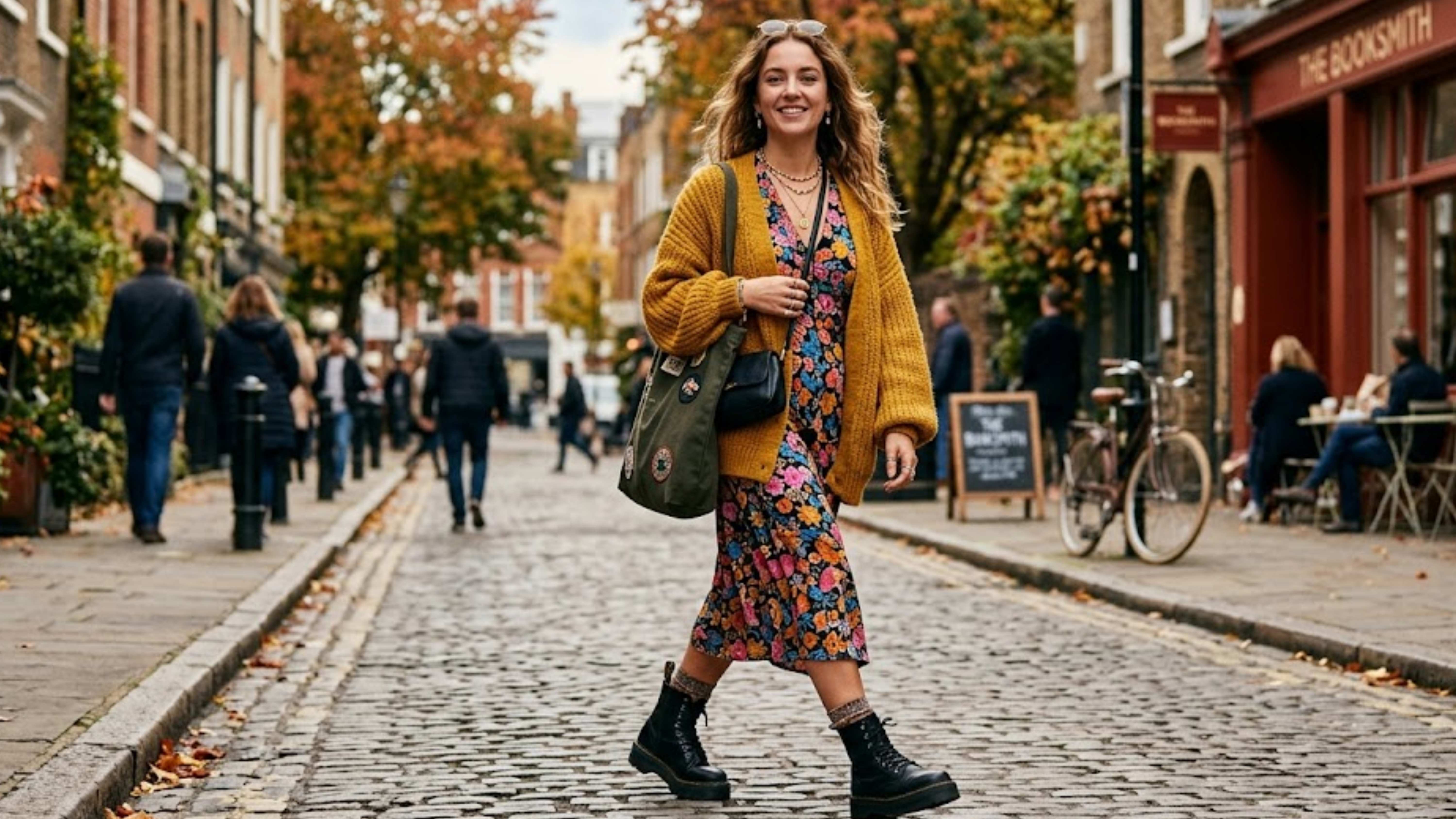 woman-in-a-floral-dress-with-chunky-black-boots-and-layered-accessories-in-a-maximalist-street-style-look