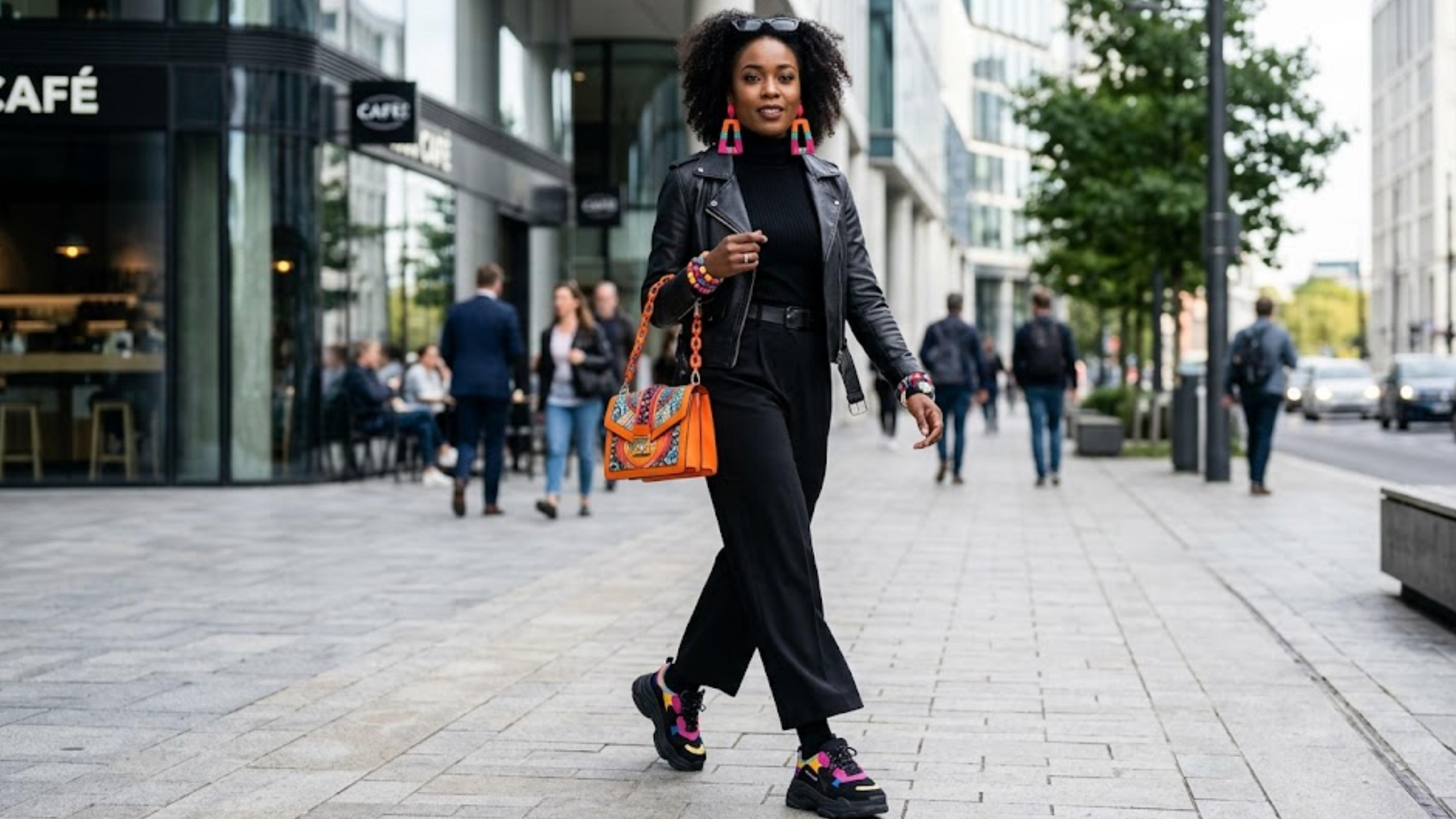 woman-in-an-all-black-monochrome-outfit-with-bold-colorful-accessories-and-chunky-shoes