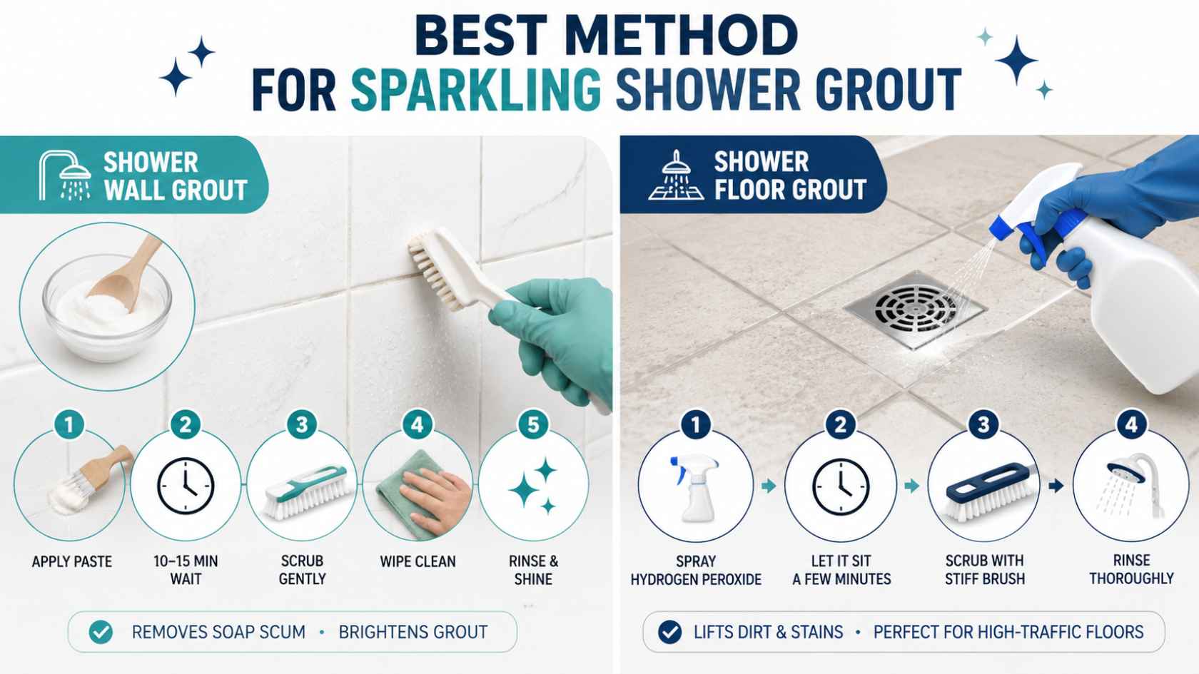 Best Method for Sparkling Shower Grout