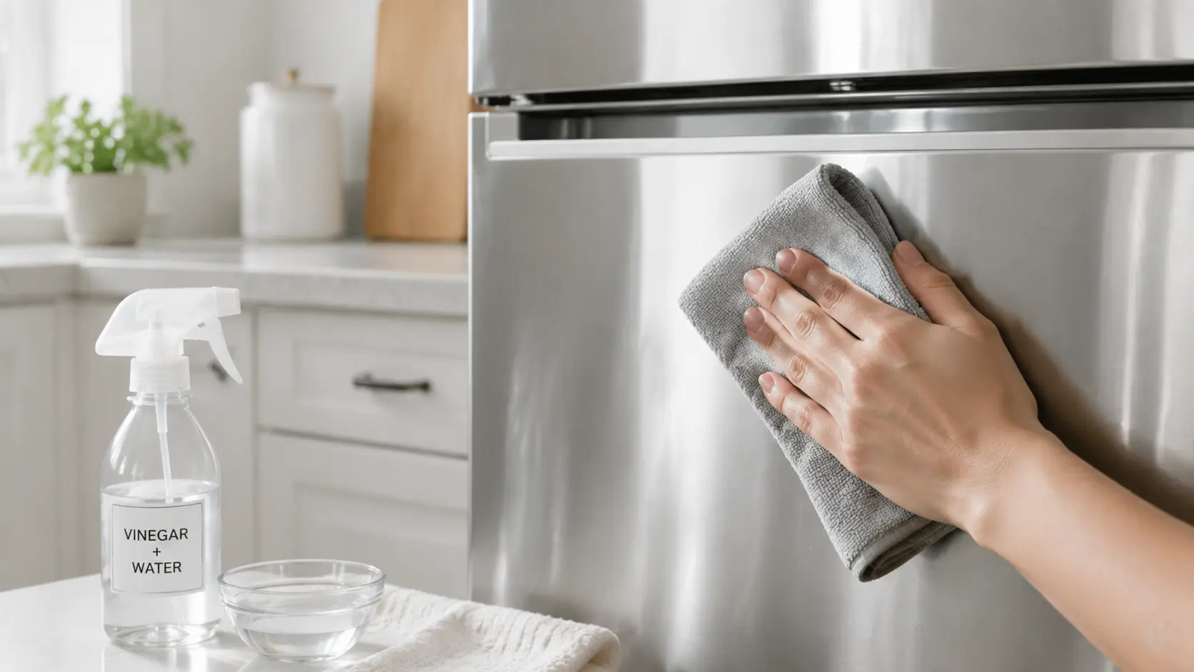 Cleaning stainless steel with vinegar solution