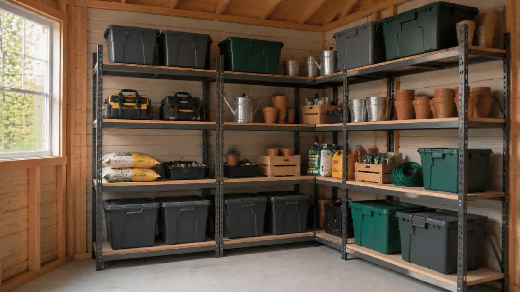 Corner shelves maximizing storage space