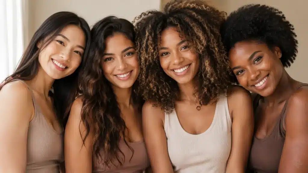 Diverse women showing different hair types and textures