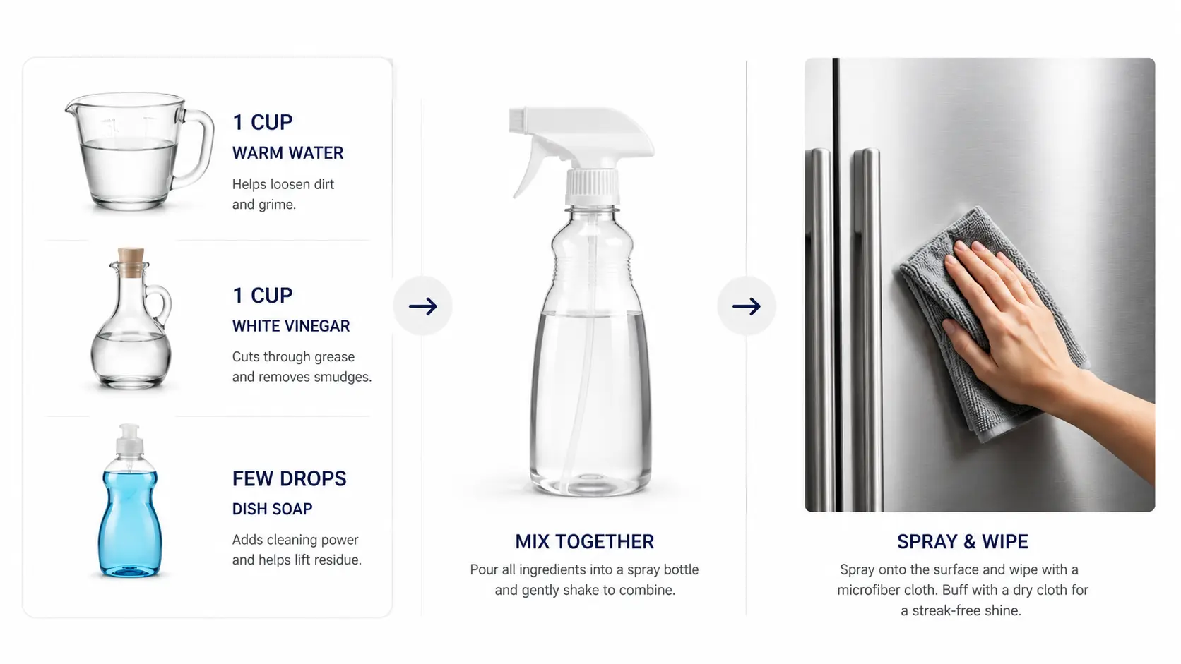 DIY stainless steel cleaner recipe infographic
