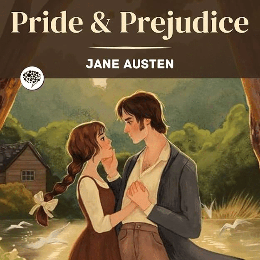 Book cover illustration of Elizabeth Bennet and Mr. Darcy representing growth, self reflection, and changing perceptions