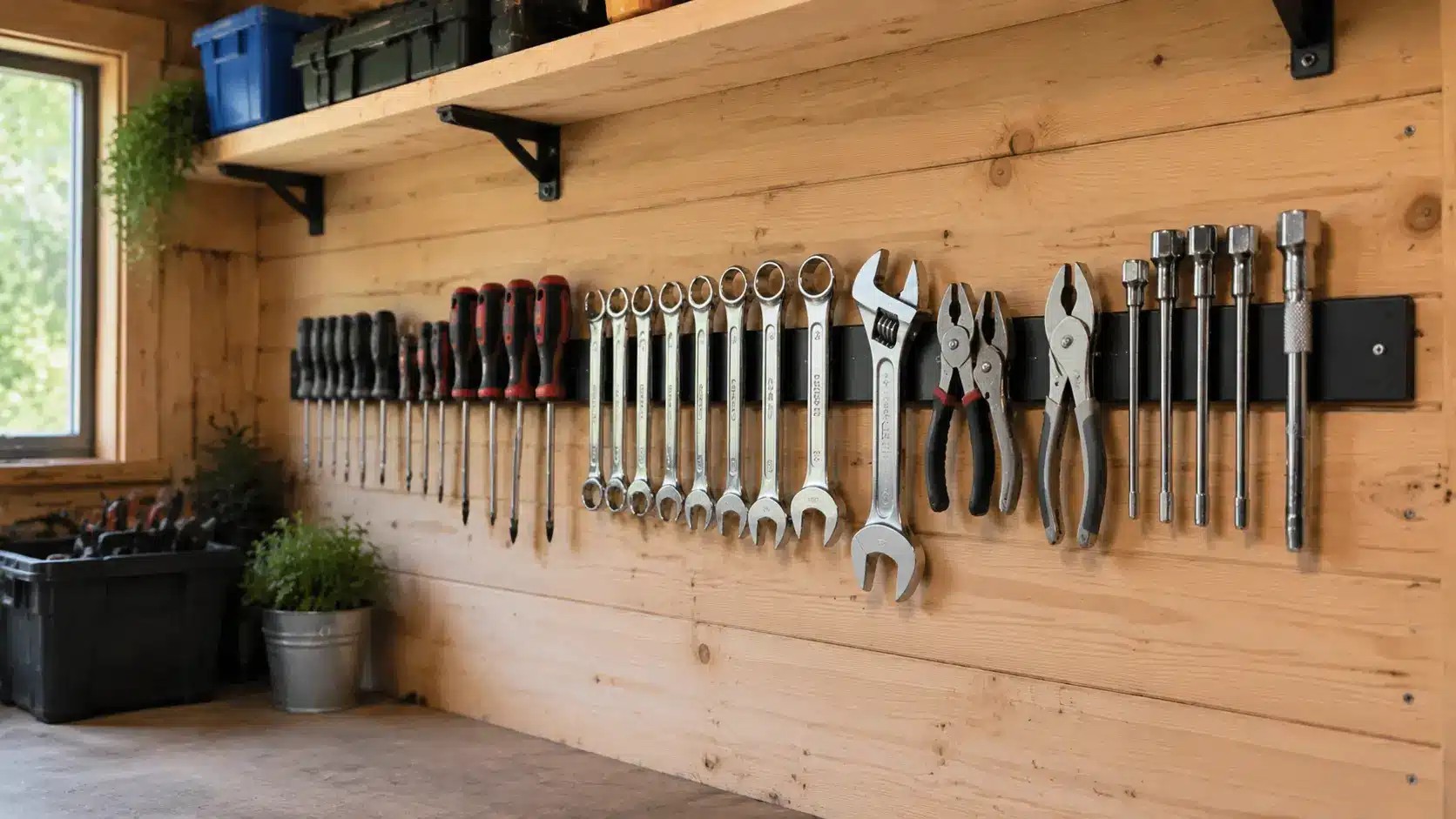 Magnetic strip organizing metal tools