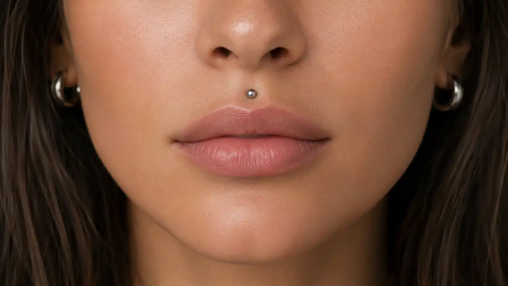 Medusa piercing above the upper lip