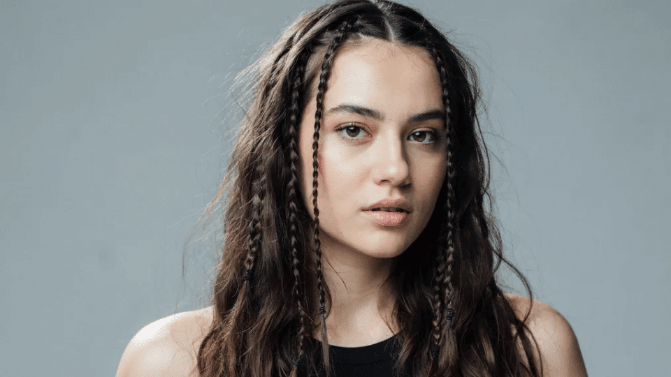 Loose hair with scattered mini braids blended in, edgy Y2K hairstyle