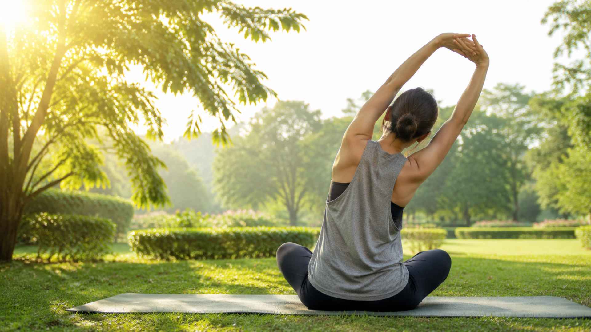Morning outdoor stretch for daily movement