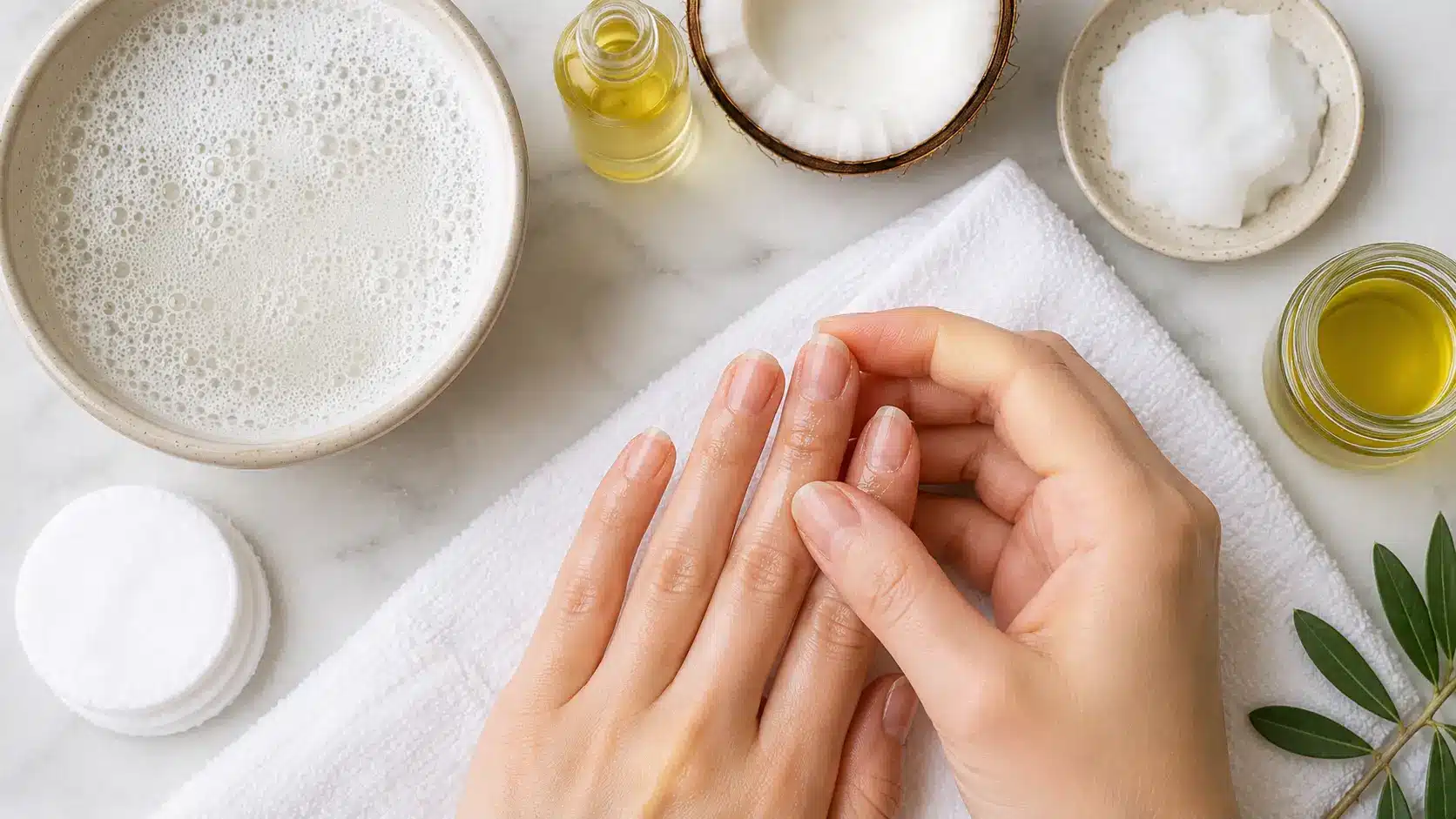 Non-acetone nail glue removal using warm water, oils, petroleum jelly, and gentle remover