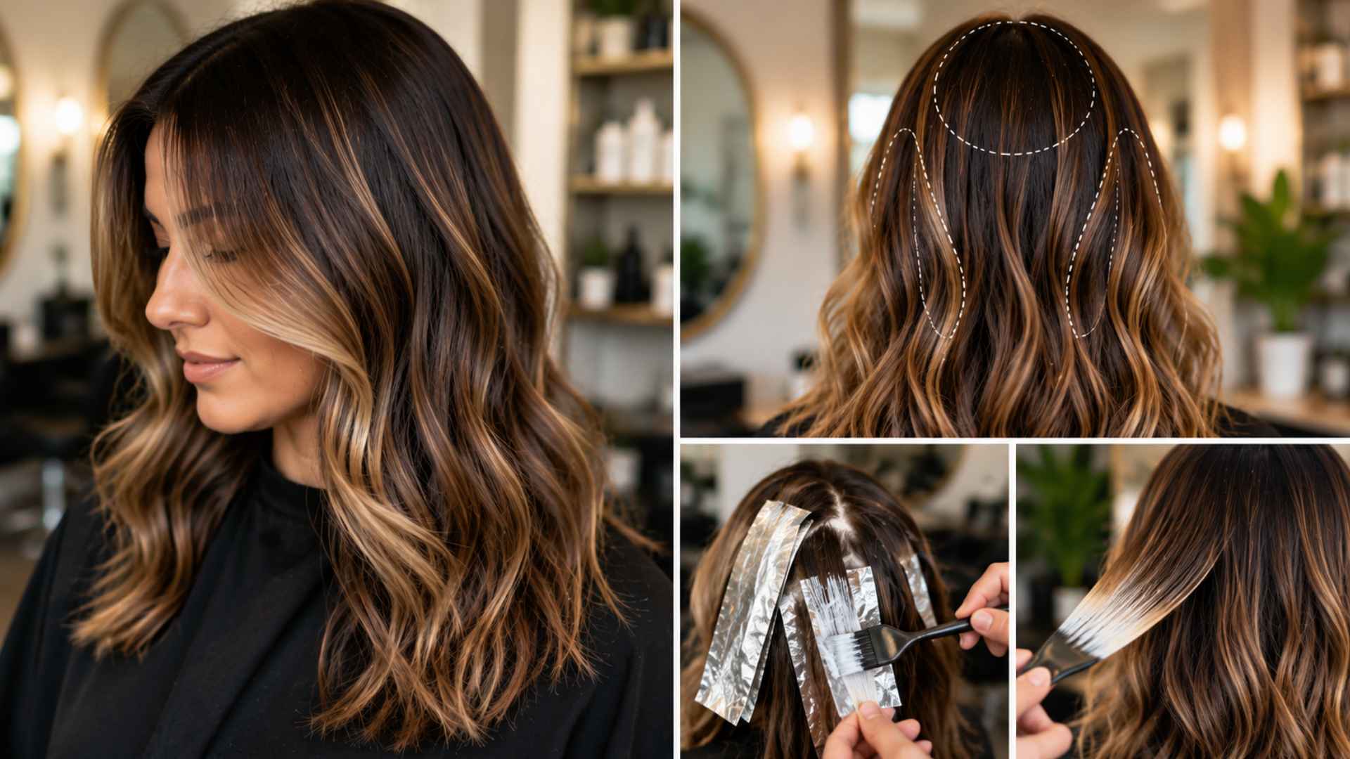 Woman with partial highlights showing face framing pieces, crown coverage, and soft natural dimension.