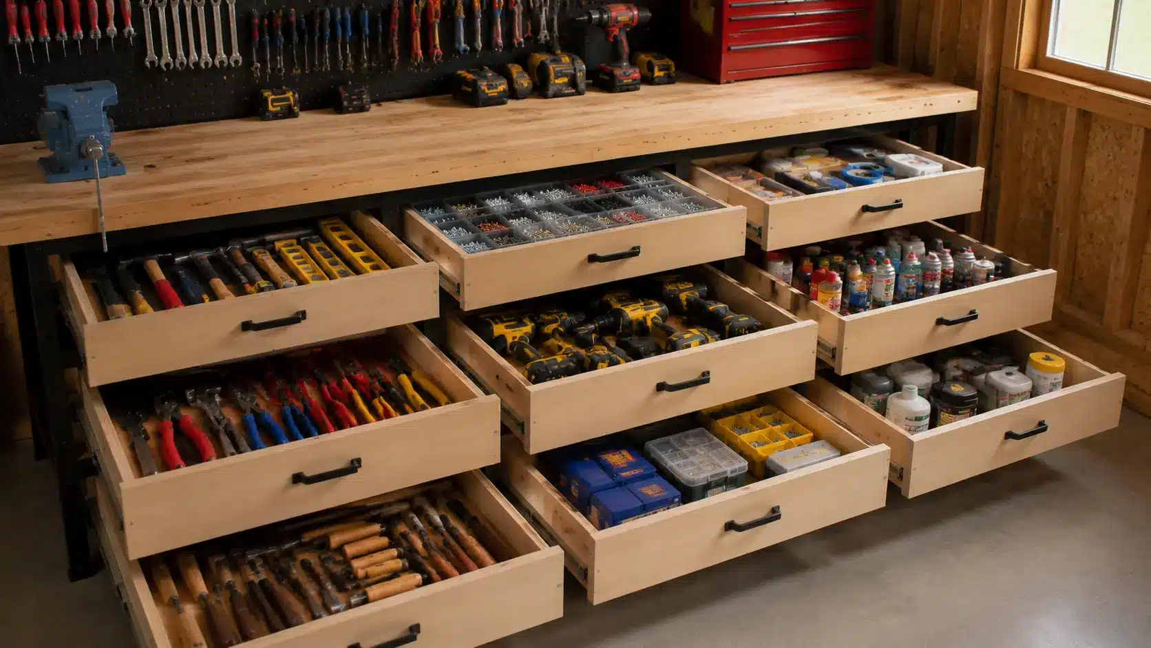 Pull-out drawers for storage