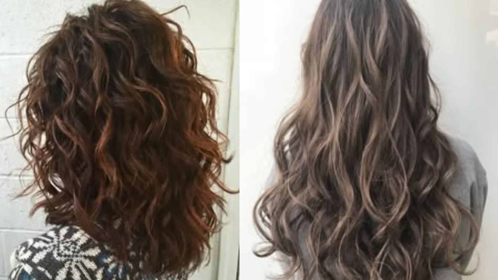 Side by side wavy perm hairstyle on two different hair type