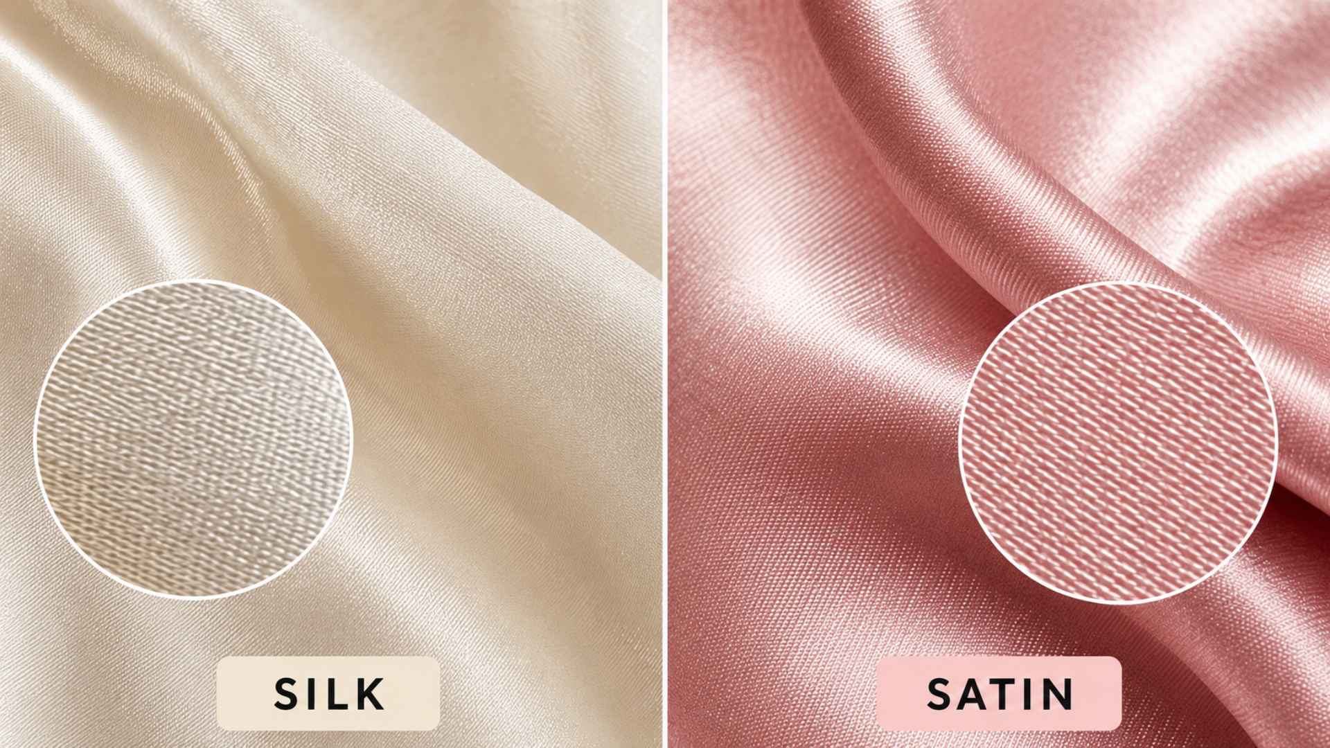 image showning comparison between silk and satin