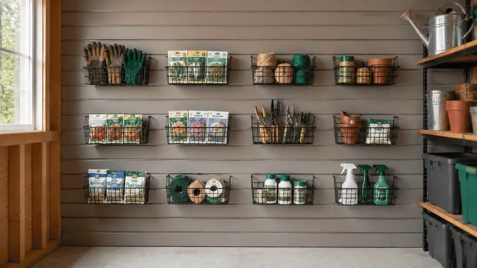 Wall baskets holding small supplies