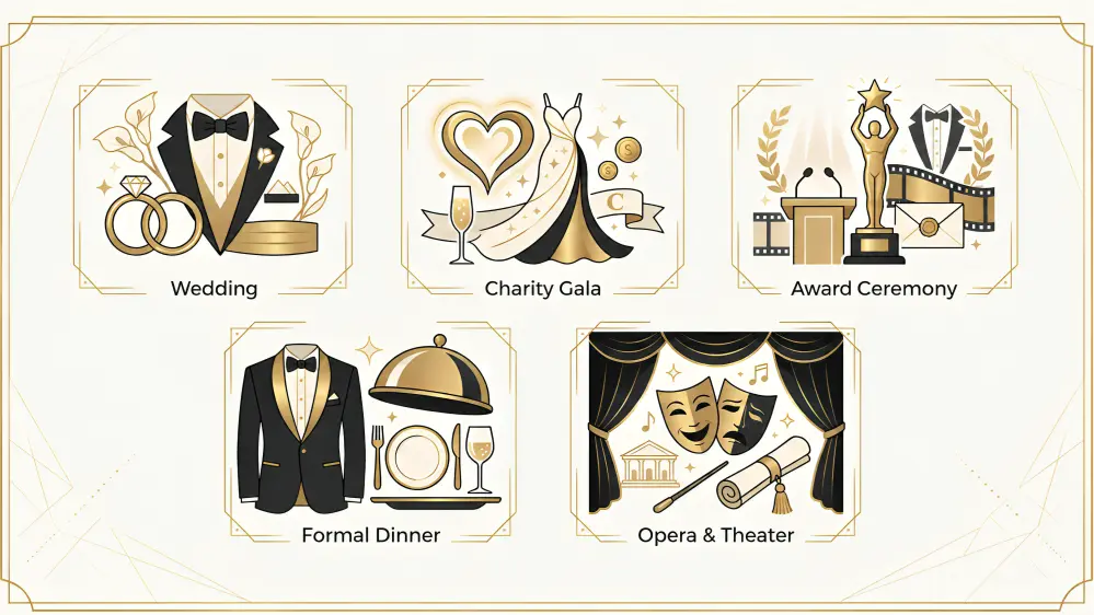 common events where a black-tie dress code is typically expected